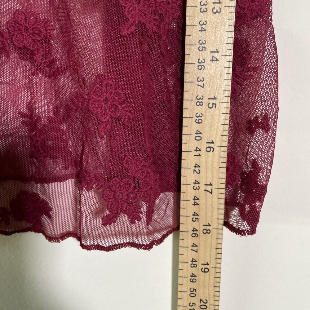 Women's Red Floral Lace Babydoll Cami Crop Top Size XS Y2K Strappy V-Neck Split - Picture 4 of 6